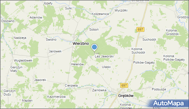 mapa Las Jaworski, Las Jaworski na mapie Targeo
